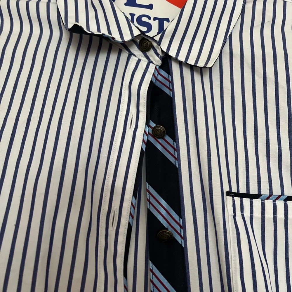 EUC Brooks Brothers red fleece button-down, size 2, blue and white stripes - Picture 3 of 7